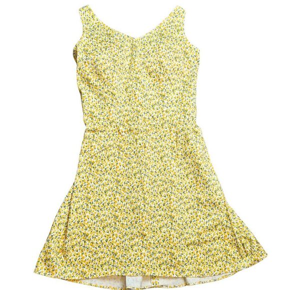 R&K Dresses & Skirts - Vintage Yellow Sundress Size 10P Retro Pin-Up Cottage Rose Floral Ditsy Skater